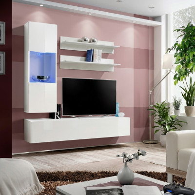 Woonwand set TV stand Lowboard designer hangende vitrine houten inrichting