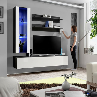 Woonkamer wandmeubel muurplank tv-kast hangende vitrinekast houten meubels nieuw