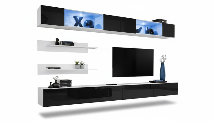 Woonkamerset 6-delig Luxe woonwand wandkast 2x tv-standaard ontwerp inrichting.   Translate to: Woonkamerset 6-delig Luxe woonwand wandkast 2x tv-standaard ontwerp inrichting.