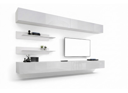 Wit woonkamer wand set 6-delig - luxe modern houten meubilair - wandkast tv-standaard