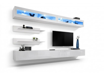 Modern woonkamerset 6 delig 2x tv-standaard design wandkast Nieuw Houten meubels