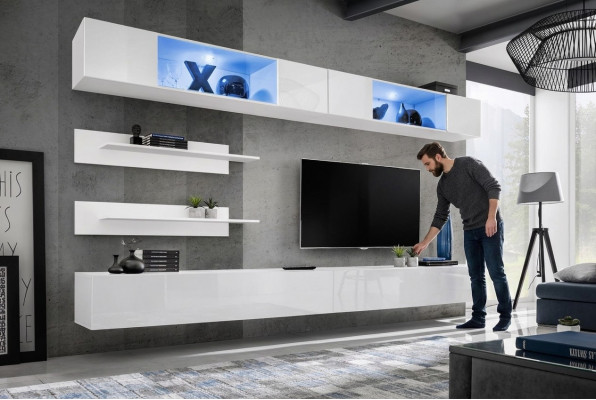 Complete woonwand Modern Hout Meubel Design Woonkamer Inrichting Planken