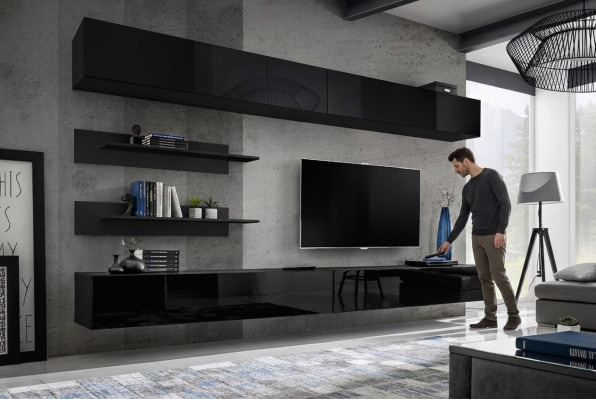 Woonkamer wandplank set van 6 stuks. Design woonwand wandkast ontwerp.