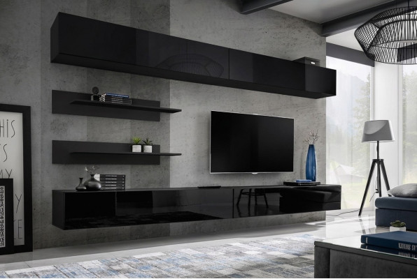 Woonkamer wandplank set van 6 stuks. Design woonwand wandkast ontwerp.