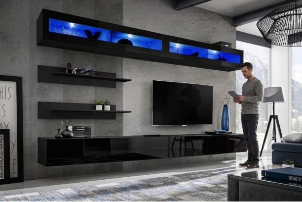 Woonkamer 2x wandkast set woonwand houten meubels tv-standaard Nieuw