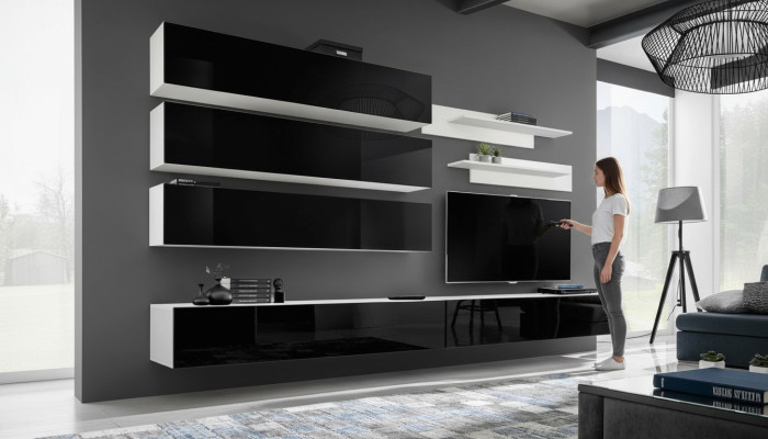 Set van 7 delen. Ontwerper woonkamer wandmeubel wandkast dressoir tv-standaard Nieuw