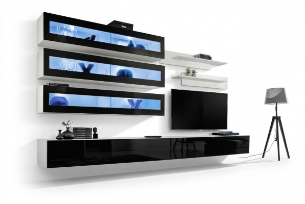 Wit luxe woonkamer wandmeubel meubels 3x wandkast tv-standaard