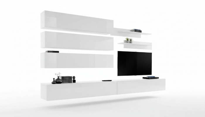 Designer woonkamer set wandplanken woonwand rek tv-standaard set 7-delig.