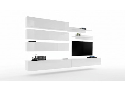 Designer woonkamer set wandplanken woonwand rek tv-standaard set 7-delig.