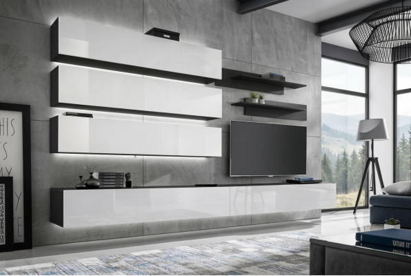 Woonkamermeubels Luxe woonwand designer set TV-standaard wandkast.  (Living room furniture Luxe living wall designer set TV stand wall cabinet.)