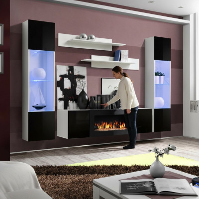 Woonkamer woonwand tv-standaard boekenplank luxe design set 5-delig modern meubilair nieuw.