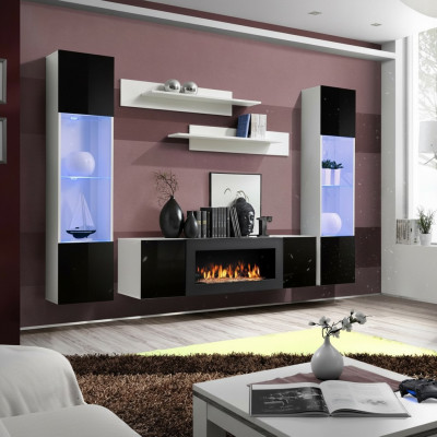Woonkamer woonwand tv-standaard boekenplank luxe design set 5-delig modern meubilair nieuw.