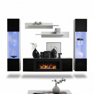 Woonkamer woonwand tv-standaard boekenplank luxe design set 5-delig modern meubilair nieuw.