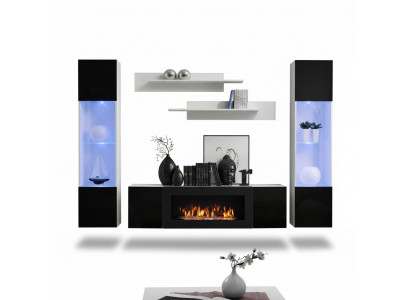 Woonkamer woonwand tv-standaard boekenplank luxe design set 5-delig modern meubilair nieuw.