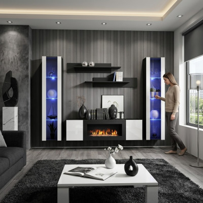 Wandmeubel Wandplanken Woonkamer Modern Luxe Set 5-delig Designer Hangende Vitrine