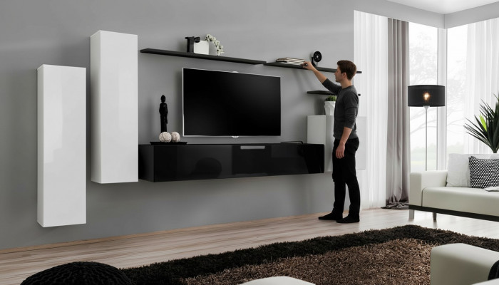 Woonkamerwand wandkast kast tv-standaard dressoir plank woonkamer inrichting