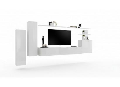 Woonkamer woonkamerset 7-delig dressoir wandplank wit tv-standaard wandkast.