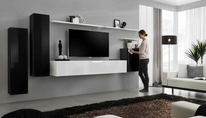 Wandmeubel Set 7-delig TV-standaard Luxe Designer Dressoir Woonkamer Wandplank Nieuw