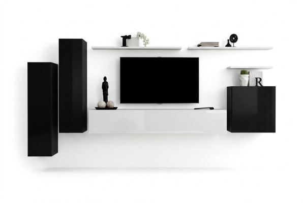 Wandmeubel Set 7-delig TV-standaard Luxe Designer Dressoir Woonkamer Wandplank Nieuw