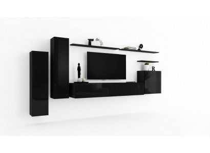 Complete set van 7 stuks Zwart woonkamer TV-standaard Woonkamer ontwerpwandscherm
