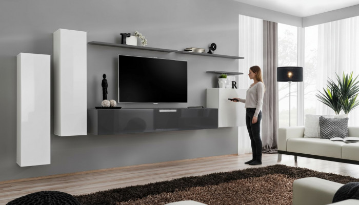 Set van 7 delen woonkamer tv-standaard kast wandmeubel hout modern meubels
