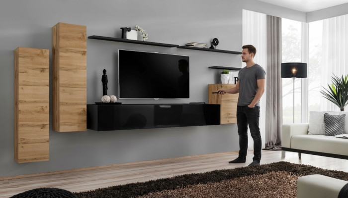 Luxe woonkamermeubelset, designer wandmeubel, wandrek, muurkastmeubels.
