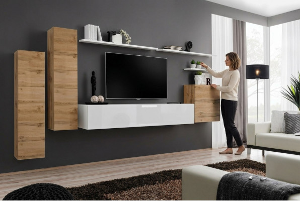 Wandmeubel woonkamerset 7-delig TV-standaard Nieuw Rek Luxe Modern Design Meubels