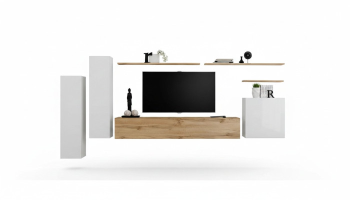 Designer woonwand wandplank set 7-delig luxe modern woonkamermeubilair.