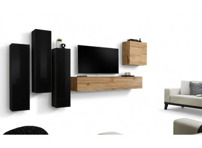 Zwart woonkamer compleet set dressoir RTV kast wandmeubel luxe meubels