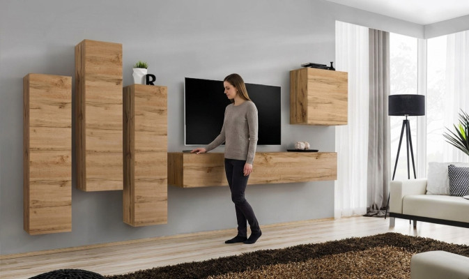 Wandmeubel bruin wandkast woonkamer tv-standaard hout luxe meubels inrichting