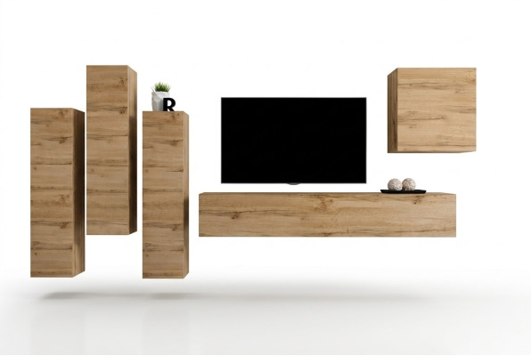 Wandmeubel bruin wandkast woonkamer tv-standaard hout luxe meubels inrichting