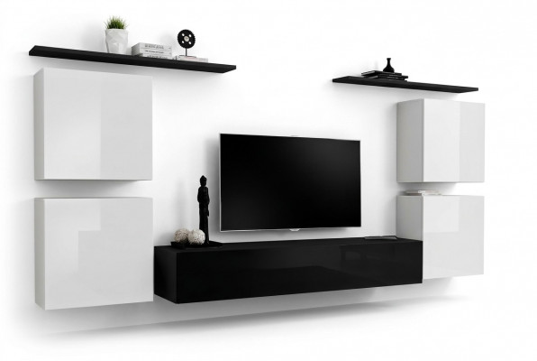Volledig witte wandkast woonkamer luxe woonkamer dressoir tv-standaard modern.