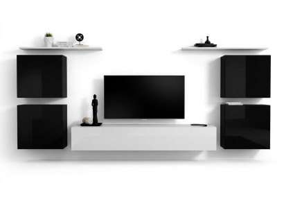 Moderne complete woonkamer inrichting luxe wandkast wandplank