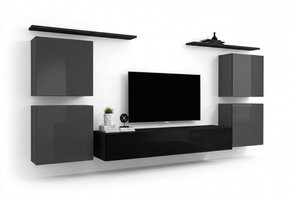 Garnituur 7-delig Woonkamerwand Luxe Woonkamer Set Houten Wandplank Meubels Inrichting Nieuw