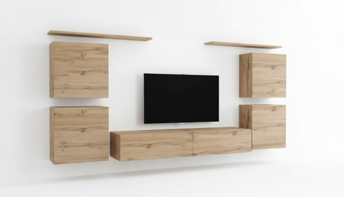 Ontwerp wandkast plank woonkamer hout tv-standaard wandrekken nieuw houten meubels.