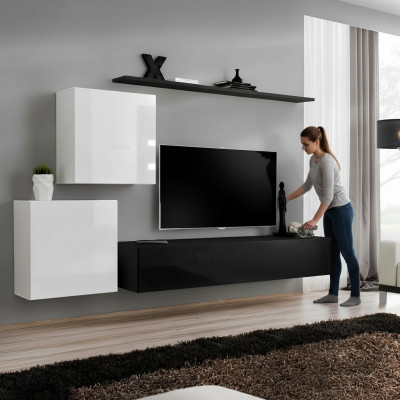 Woonwand houten meubels compleet 4-delig luxe Nieuw 2x wandkast TV-standaard design