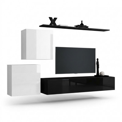Woonwand houten meubels compleet 4-delig luxe Nieuw 2x wandkast TV-standaard design