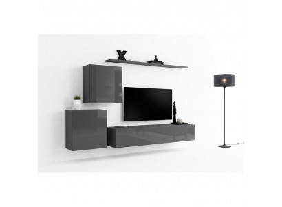 Woonkamer Moderne Stijl Woonkamerset 4-Delig Set Dressoir Grijs Wandplank Nieuw