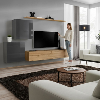 Woonkamer meubelset woonwand tv-standaard dressoir plank hout luxe wandkast