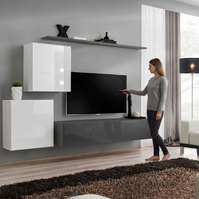 Wandmeubel woonkamerset grijs dressoir wandrek 4-delig set designhout nieuw