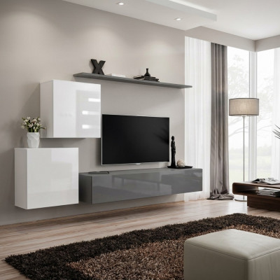 Wandmeubel woonkamerset grijs dressoir wandrek 4-delig set designhout nieuw