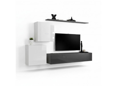 Wandmeubel woonkamerset grijs dressoir wandrek 4-delig set designhout nieuw