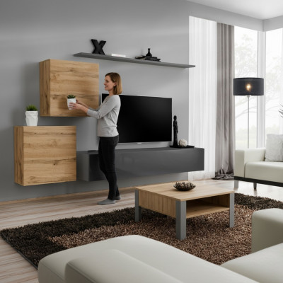 Woonkamermeubelen Ontwerper Modern Woonkamerinrichting Wandplank Grijs