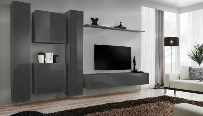 Designer wandmeubel Grijs Luxe woonkamermeubelen Compleet dressoirmeubilair