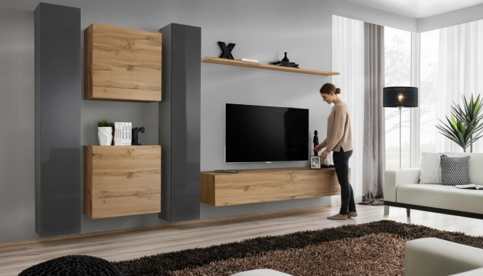 Bruin woonkamer design dressoir moderne tv-standaard woonkamer wandplank