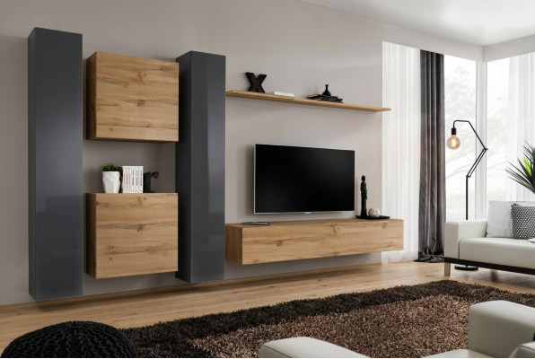 Bruin woonkamer design dressoir moderne tv-standaard woonkamer wandplank