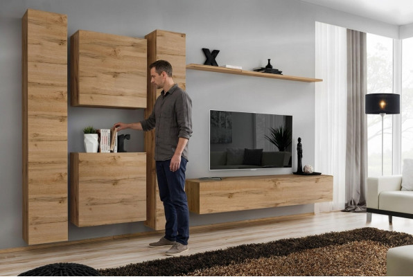 Muurkast Woonkamer Designer wandmeubel Muurrek Houten wandkast