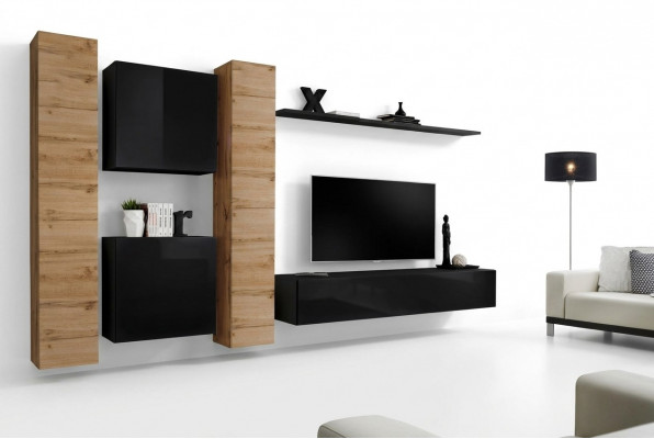 Woonkamerset 6-delig Woonwand Houten meubels Kast Compleet Nieuw Wandplank Woonkamerset 6-delig Woonwand Houten meubels Kast Compleet Nieuw Wandplank