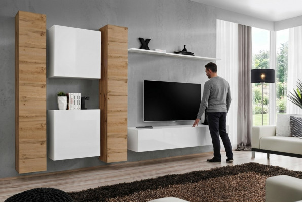 Woonwand Wit Houten Meubels Kast Designer Wandkast Compleet Wandplank