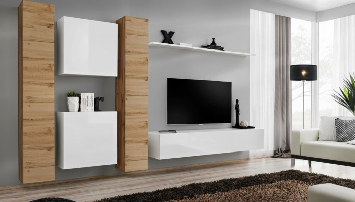 Woonwand Wit Houten Meubels Kast Designer Wandkast Compleet Wandplank